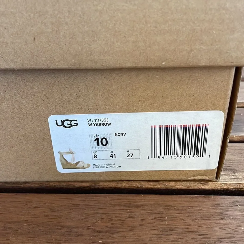 UGG Yarrow Espadrille Wedge Sandals Natural Canvas USA Women Size 10/UK 8/EU 41